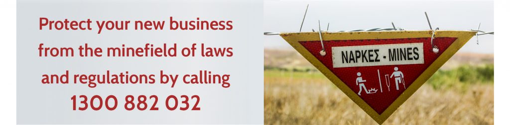 Start a Business. Sign warning of minefield with call to action