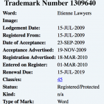 Etienne Lawyers Trade Mark Registration